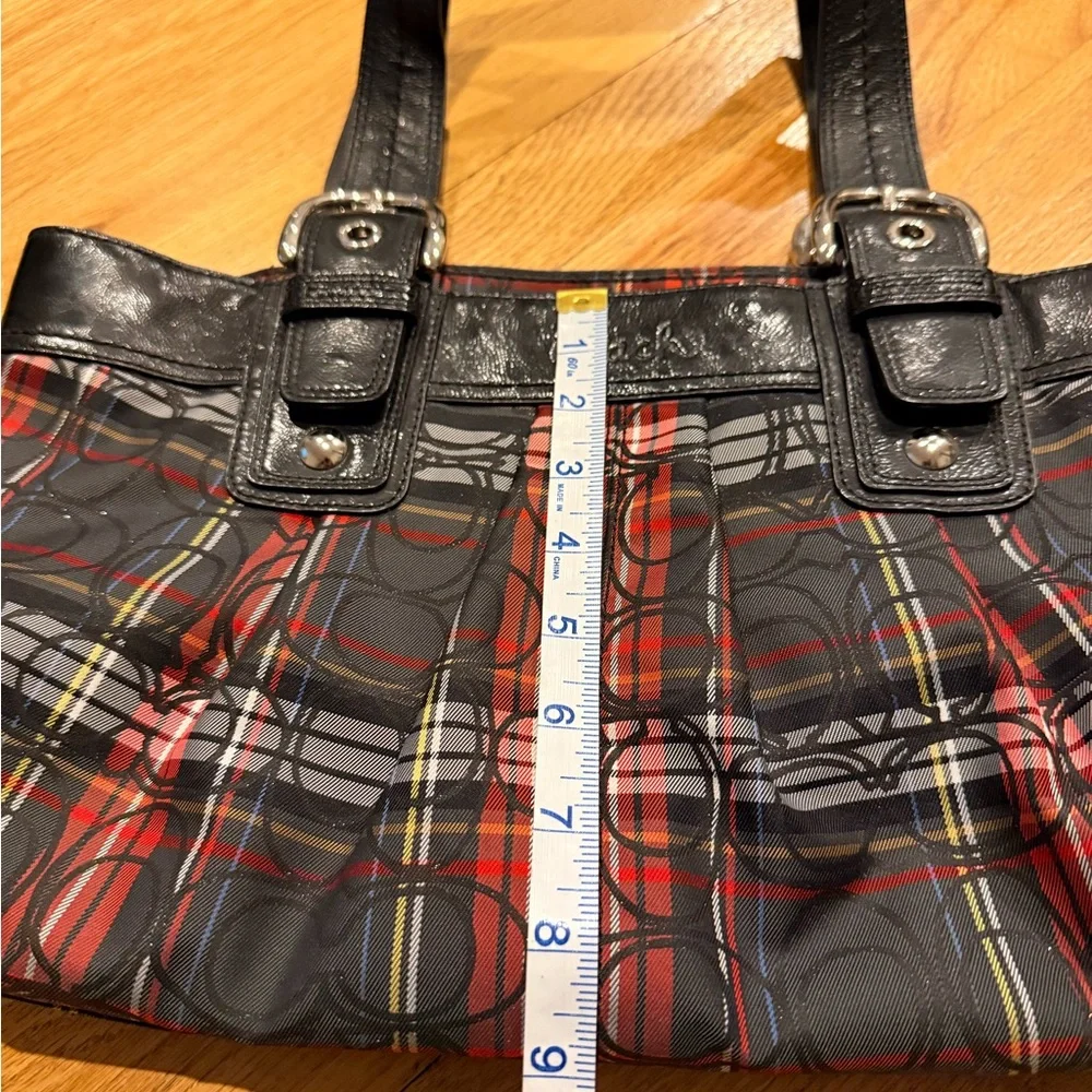 Coach Black and Red Plaid Shoulder Bag - Picture 9 of 9
